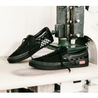 (Checkerboard) Black/Black - Unisex Slip-On Cap Sale Shoes by Vans